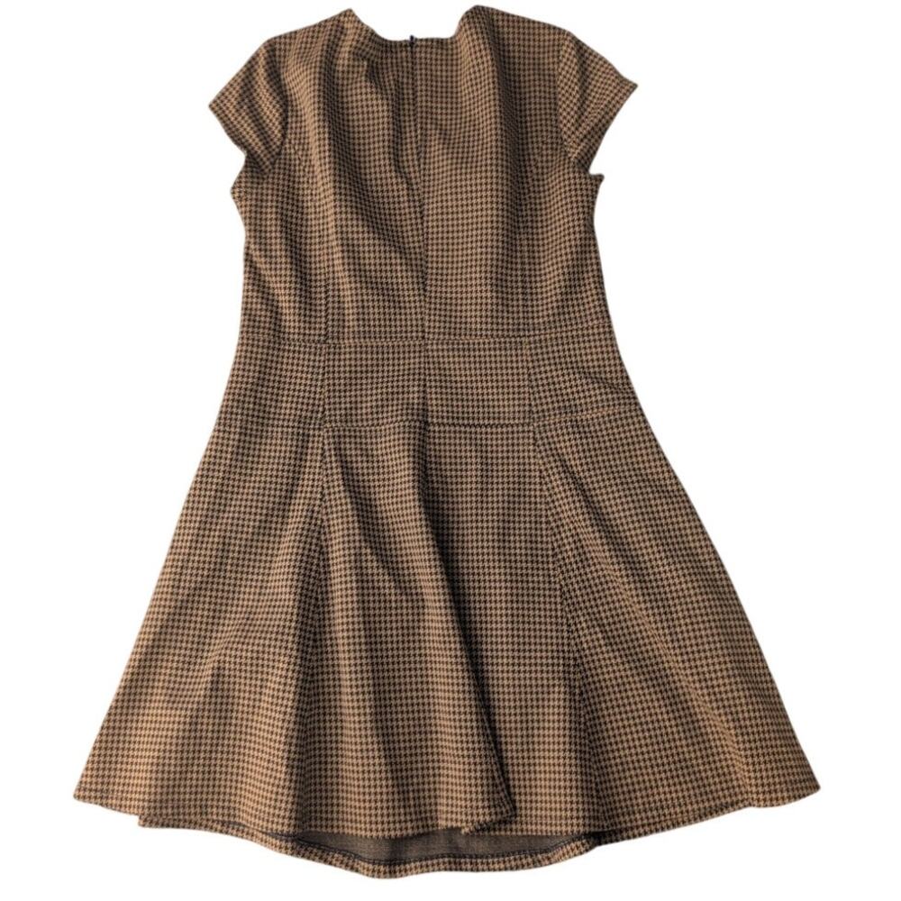 Esley Houndstooth Peplum Sheath Dress Brown Black Orange Accents Size Large EUC - Picture 3 of 3